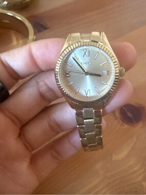 Fossil Gold-Tone Analog Bracelet Watch with Roman Numerals